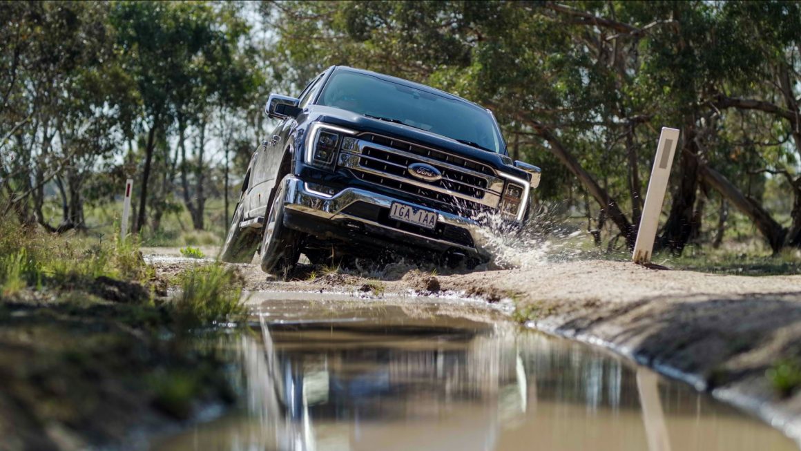 Ford F-150 going through water