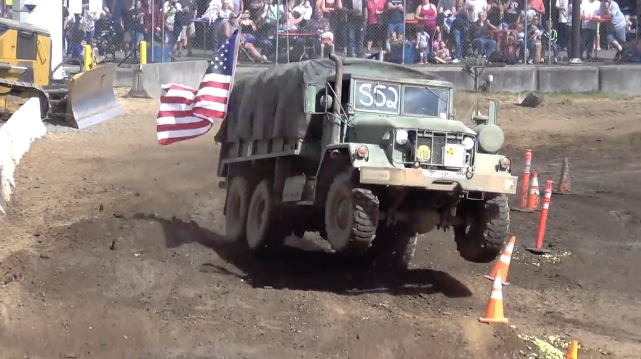 ex-US Army 6X6 runs tuff truck course