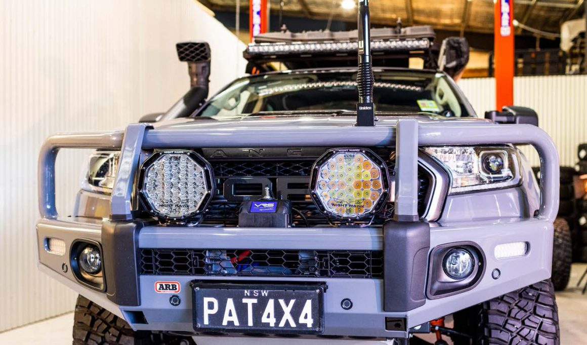 Night Hawk driving lights close-up on Ford Ranger