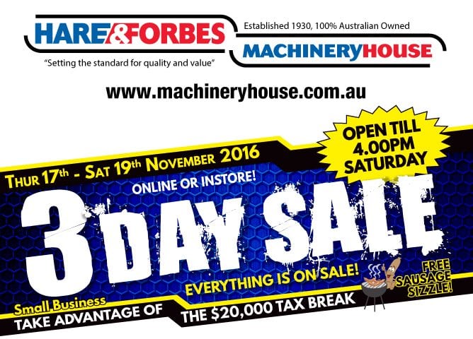 3-Day Sale: Hare & Forbes Machineryhouse