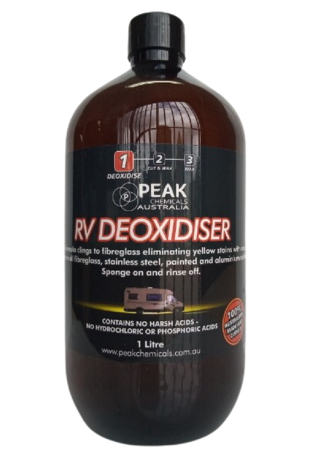 Buy Peak Chemicals RV Deoxidiser 1L & get an RV Cut & Wax FREE! Pat