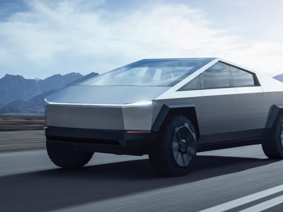 Tesla Cybertruck Electric Pickup Truck Front 3 4 In Motion