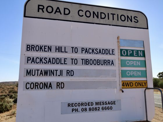 broken hill road sign